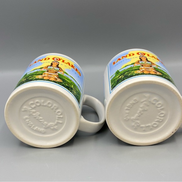 Land O Lakes Mug Vintage Coffee Tea Native American Maiden Retired Set Of 2 Flaw - Picture 6 of 8